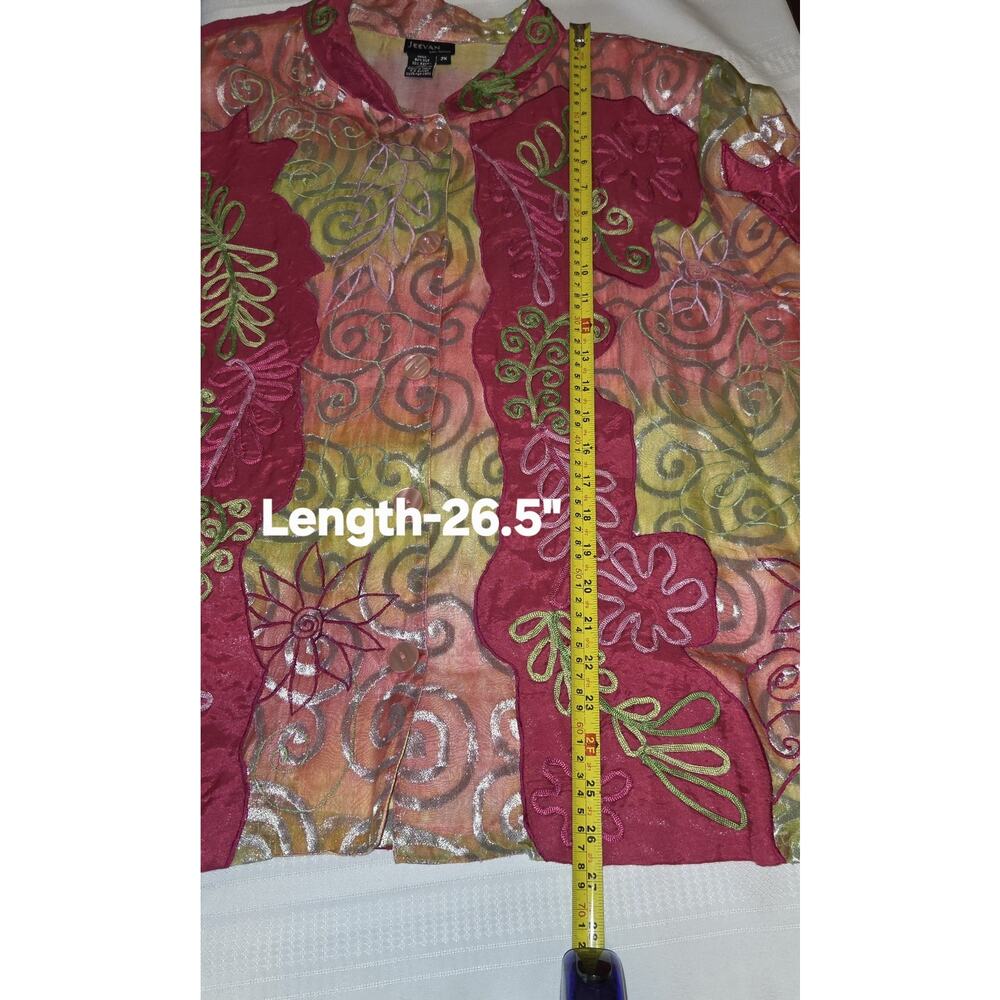 Vintage Jeevan Silk Top Jacket Plus Sz 2X Art To Wear Artsy Textured Silk Blend - Picture 13 of 16
